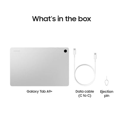 Samsung Galaxy Tab A9+ Plus 11” 128GB Android Tablet, Big Screen, Quad Speakers, Upgraded Chipset, Multi Window Display, Slim, Light, Durable, Kids Friendly Design, US Version, 2024, Silver
