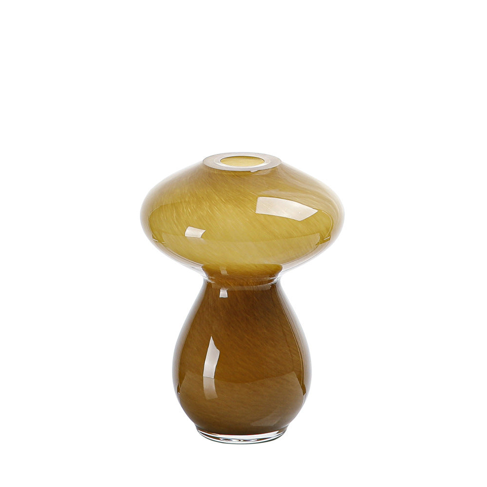 Caramel Small Mouth Glass Flowerpot And Flower Vase Ornaments