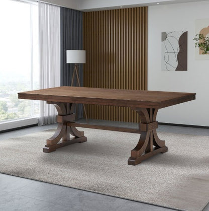 Rectangular Rubber Wood Dining Table with wooden Tresle