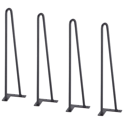 VEVOR Hairpin Furniture Legs, Metal Home DIY Projects For Nightstand, Coffee Table, Desk, 500lbs Load Capacity With Rubber Floor Protectors, Metal Heavy Duty Sturdy Modern Table Legs, 4PCS Black