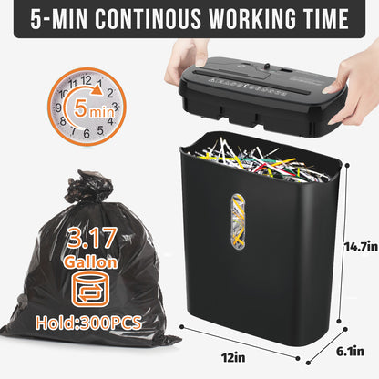 Woolsche 10 Sheet Strip Cut Paper Shredder, P2 Security Level With 3.17-Gallon Basket, CD & Credit Card Shredder - Durable & Fast - Jam Proof System -ETL Certified Home Office Shredders