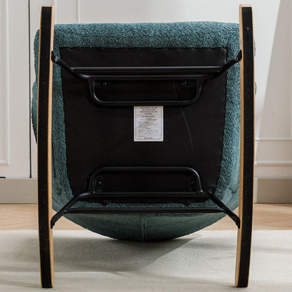 Modern Patchwork Accent Chair With Solid Wood Armrest And Feet, Mid-Century Modern Accent Sofa, Fabric Sofa Chair For Living Room Bedroom Studio, Comfy Side Armchair