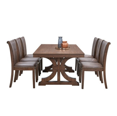 Rectangular Rubber Wood Dining Table with wooden Tresle