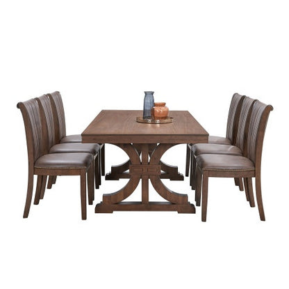 Rectangular Rubber Wood Dining Table with wooden Tresle