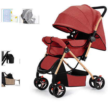 Lightweight Baby Stroller - Sit & Lie Down, Foldable with Shock Absorption
