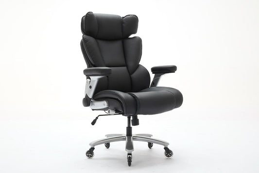 Office Chair 500lbs With Adjustable Lumbar Support, Executive Office Chair With Flip-up Armrest And Wider Seat, Ergonomic Leather Chair Breathable