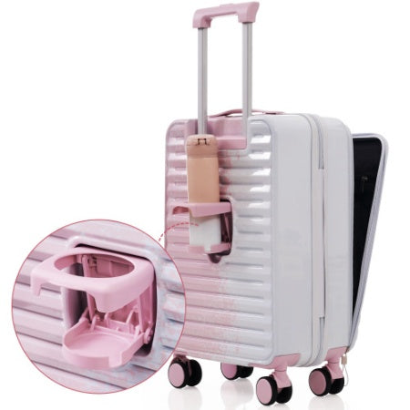 Luggage 3Piece Sets, 20  24 With Front Pocket,Hard Shell Luggage Carry On Luggage Set With TSA Lock Usb Interface, Universal Wheel,cup Holder