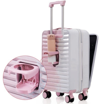 Luggage 3Piece Sets, 20  24 With Front Pocket,Hard Shell Luggage Carry On Luggage Set With TSA Lock Usb Interface, Universal Wheel,cup Holder