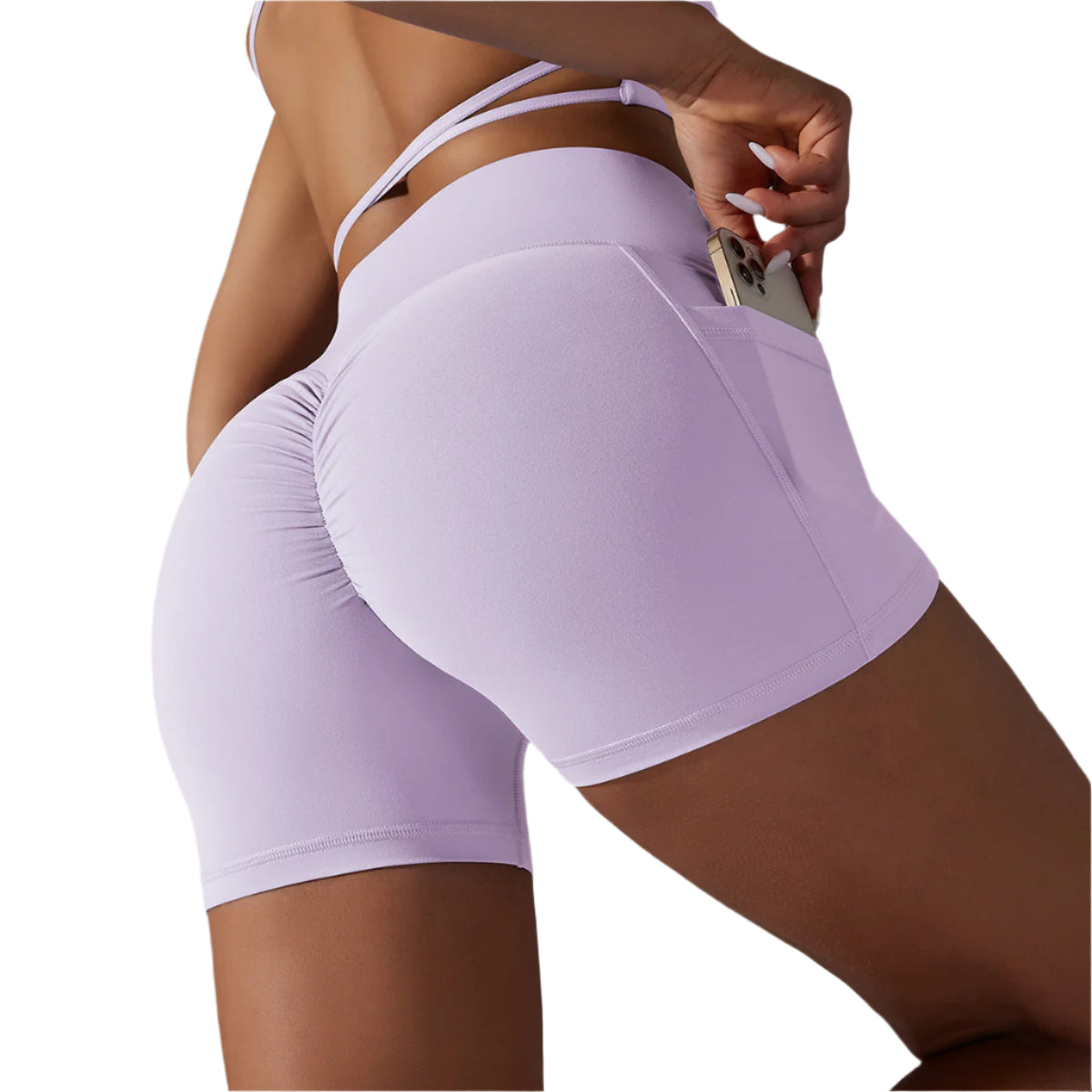 Yoga Shorts With Phone Pocket Design Fitness Sports Pants For Women