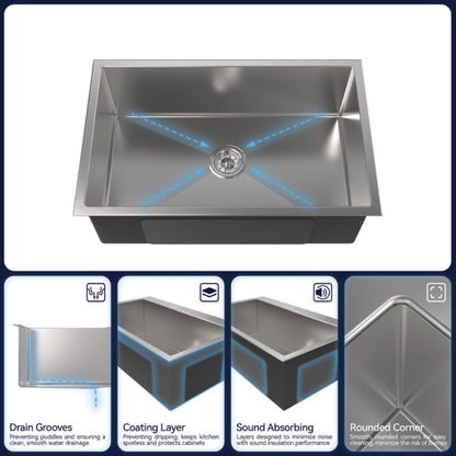Kitchen Sink 30x19 Multifunctional Undermount Workstation Kitchen Sink S304 Stainless Steel Handmade Modern Single Bowl Kitchen Sink