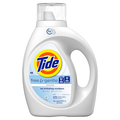 Tide Free & Gentle Liquid Laundry Detergent, Tide Laundry Detergent, Clean Laundry Detergent, 48 loads, 1.86L