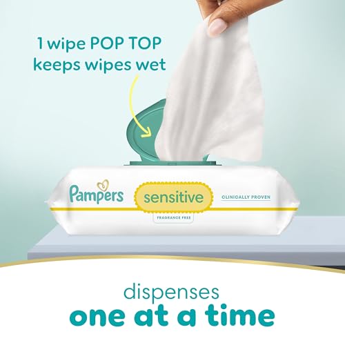 Pampers Baby Wipes Sensitive Perfume Free 4X Pop-Top Packs 336 Count