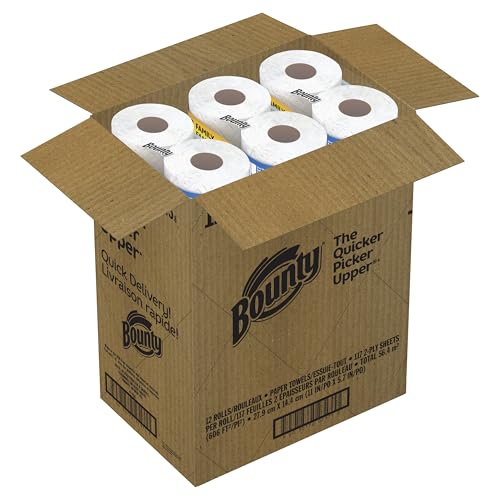 Bounty Quick-Size Paper Towels, White, 12 Family Rolls = 30 Regular Rolls