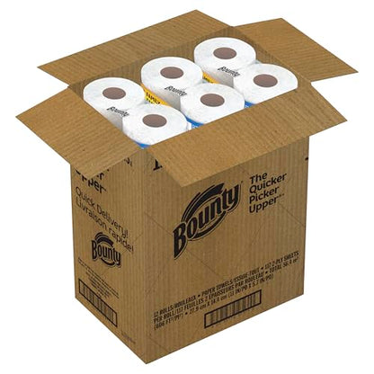 Bounty Quick-Size Paper Towels, White, 12 Family Rolls = 30 Regular Rolls