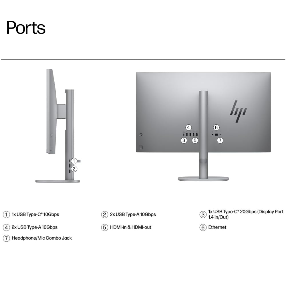 HP OmniStudio X All-in-One Desktop PC, 32" 4K IPS Display, Intel Core Ultra 7 Processor, Intel Arc Graphics, 16GB DDR5 RAM, 1TB SSD, Windows 11 Home, 5MP IR Camera, B&O Audio, BD0R6PA