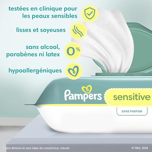 Pampers Baby Wipes Sensitive Perfume Free 3X Refill Packs 192 Count