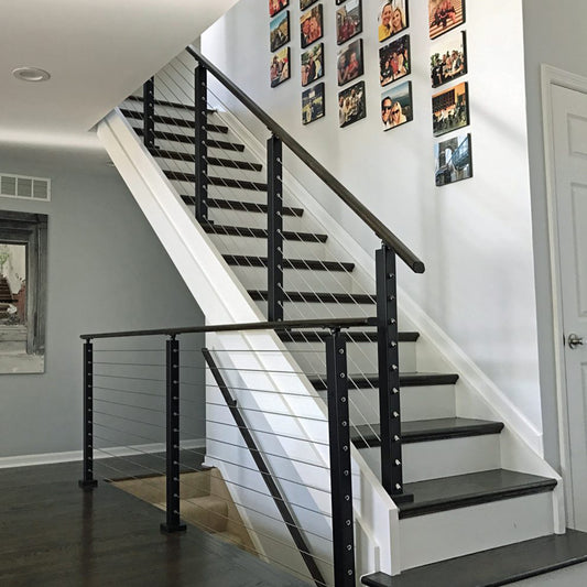 VEVOR Cable Railing Post Level Deck Stair Post   Cable Handrail Post Stainless Steel Brushed Finishing Deck Railing Pre-Drilled Pickets With Mounting Bracket Stair Railing Kit Black