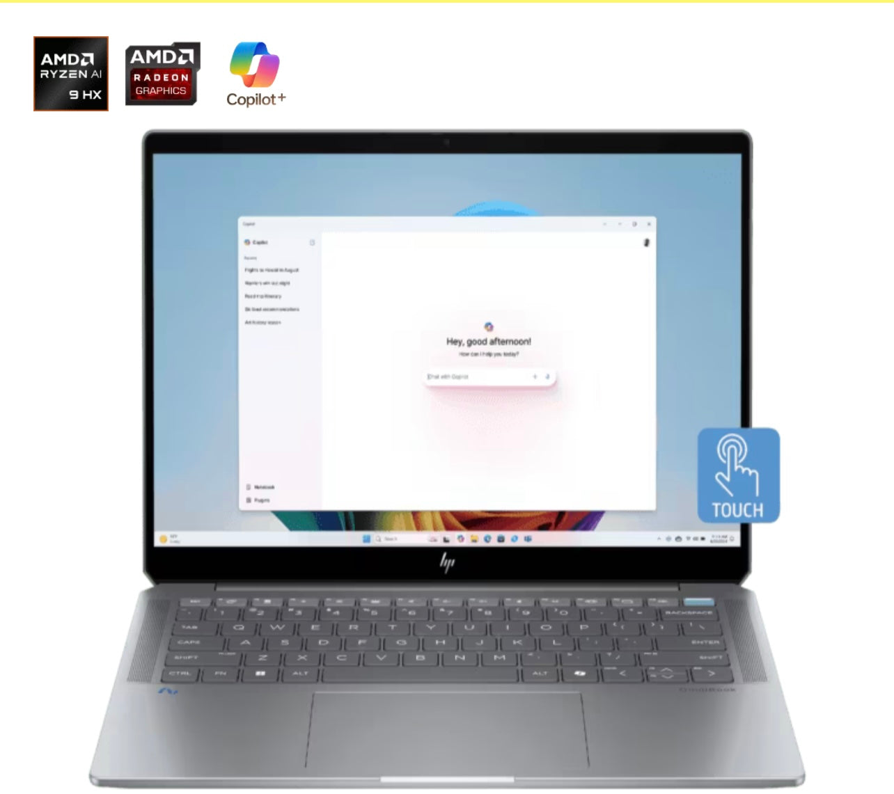 HP OmniBook Ultra AI 14” Laptop with Copilot: 14" 2.2K Touch Display, AMD Ryzen™ AI 9 HX Processor, 32GB RAM, 1TB SSD, Wi-Fi 7, Bluetooth® 5.4, 16.5-Hour Battery Life, Meteor Silver, AY6U8PA