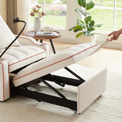 3- Sofa Bed Adjustable Pull Out Sleeper Chair Bed Multi-Pockets Folding Sofa Bed For Living Room Bedroom Small Space