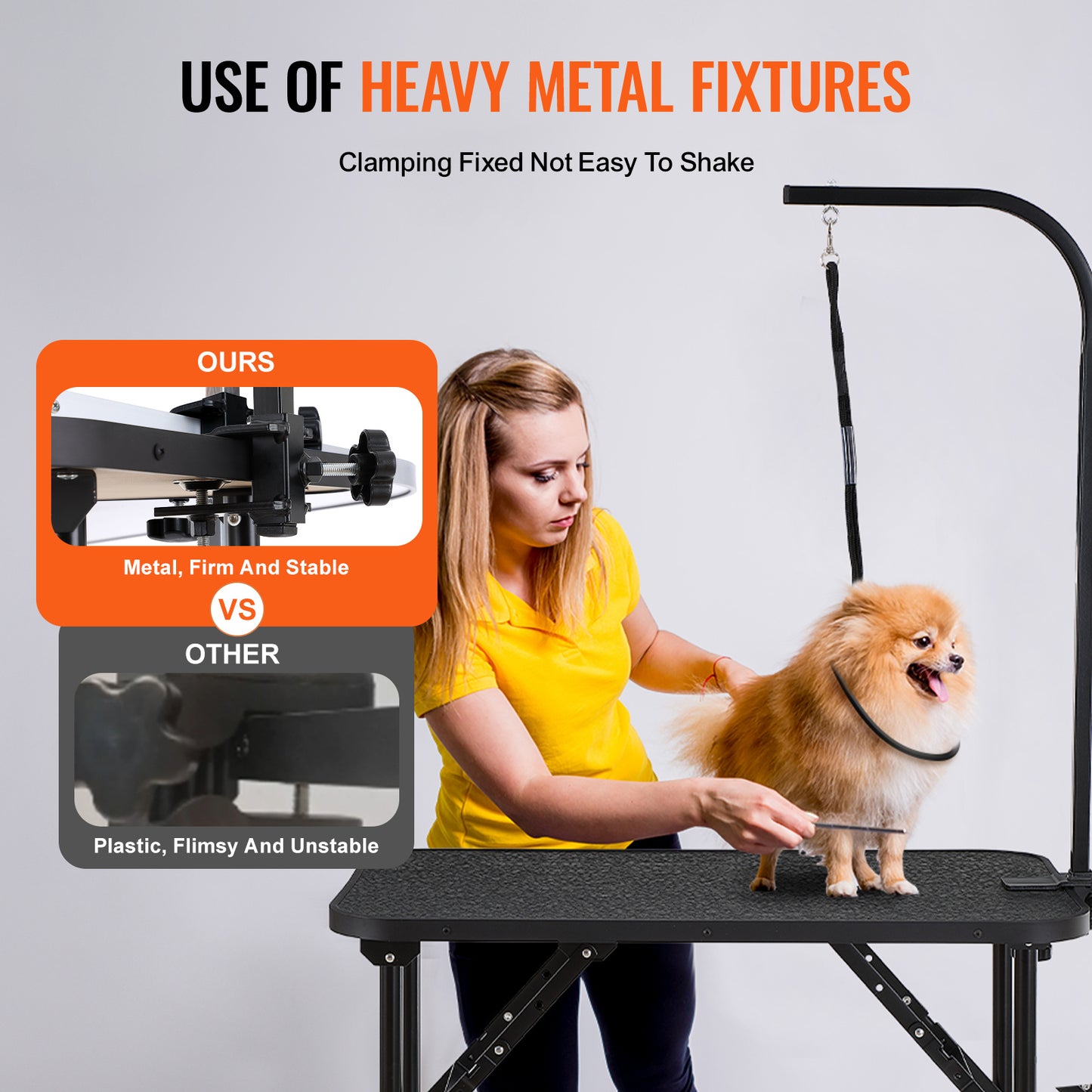 VEVOR Pet Grooming Table Arm With Clamp, 32''x18'' Dog Grooming Station, Foldable Pets Grooming Stand For Medium And Small Dogs, Free No Sit Haunch Holder With Grooming Loop, Bearing 220lbs