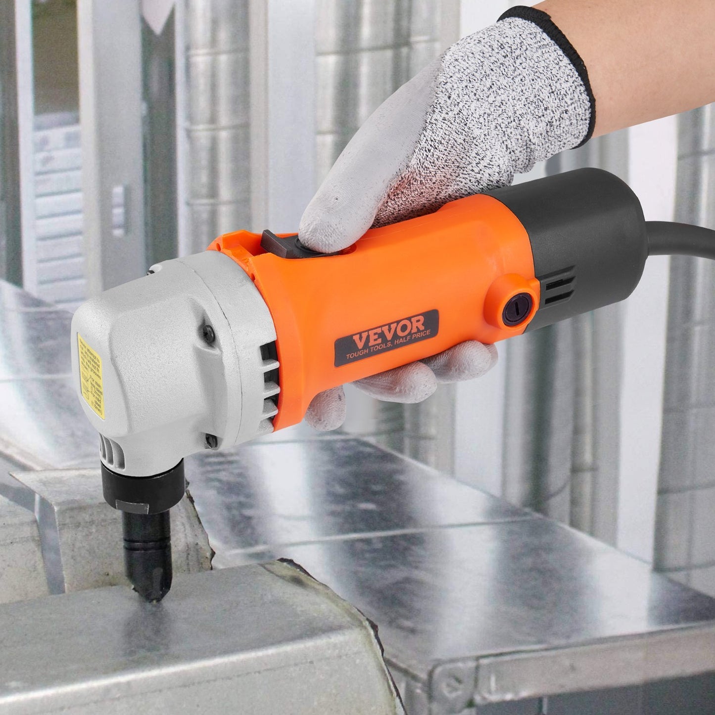 VEVOR Sheet Metal Nibbler, 550W Powerful 2200 RPM High Speed, 360 Degree Rotation Electric Nibbler Metal Cutter, Straight Curve And Circle Cutting For Stainless Steel, Aluminum, Plastic, Wood Board