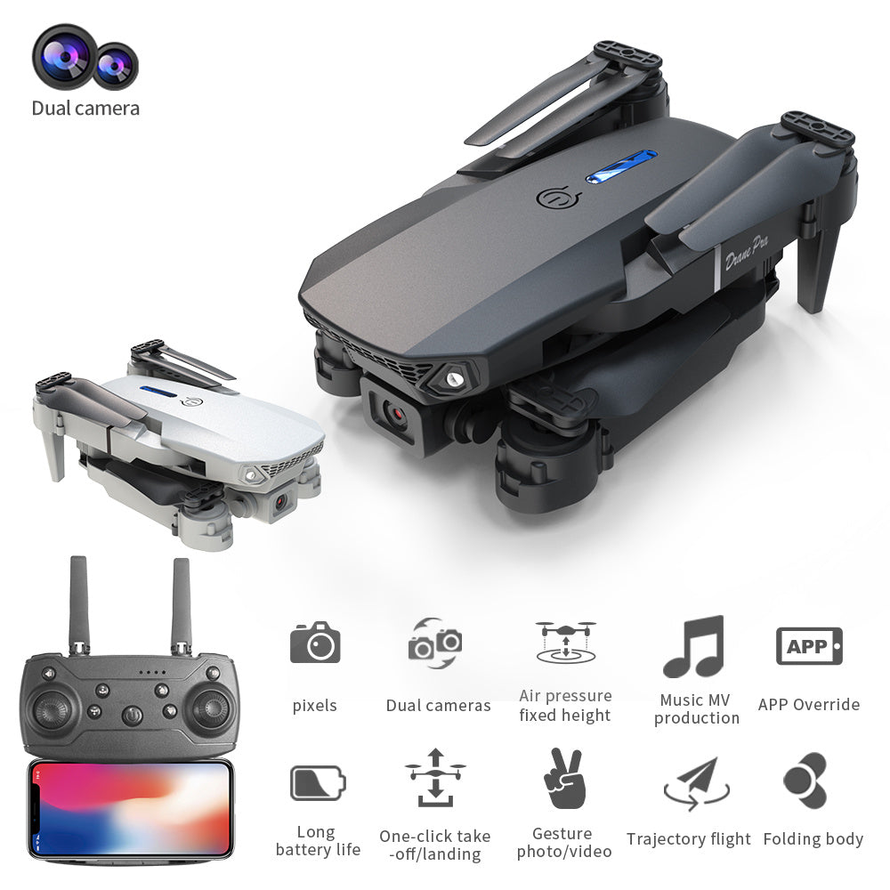 E88 Dual Camera Drone, WiFi FPV Double Folding RC Quadcopter Altitude Hold, Remote Control For Beginners