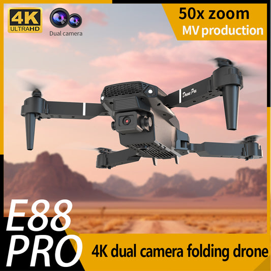 E88 Dual Camera Drone, WiFi FPV Double Folding RC Quadcopter Altitude Hold, Remote Control For Beginners