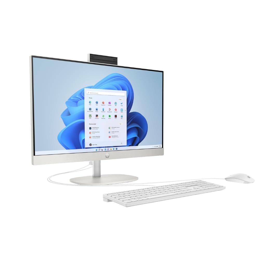 HP All-in-One Desktop PC, 23.8" FHD IPS Display, Intel Core Ultra 5 Processor, 8GB RAM, 512GB SSD, Windows 11 Home, Dual Speakers, HD Camera, Wi-Fi 6, Bluetooth 5.4, Jet Black, A0EF3PA