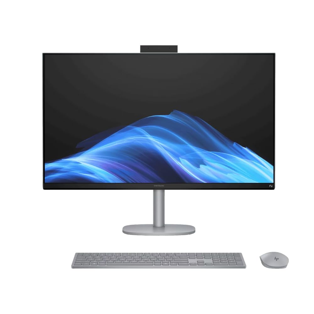 HP OmniStudio X All-in-One Desktop PC, 27" 4K IPS Display, Intel Core Ultra 5, Intel Arc Graphics, 8GB RAM, 512GB SSD, Windows 11 Home, B&O Audio, 5MP IR Camera, BD1E9PA