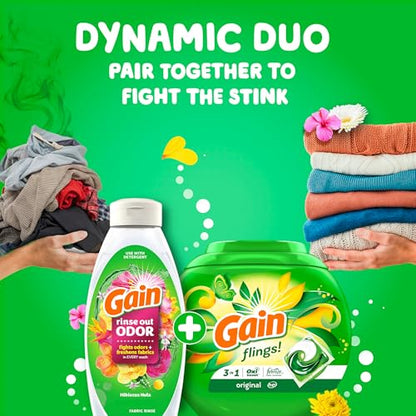 Gain Flings Laundry Detergent Pacs, Original Scent, 3 in 1 HE Detergent Pacs with Oxi Boost and Febreeze, 42 Count