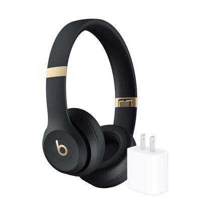 Beats Solo 4 Wireless Headphones with 20W Power Adapter - Black & Gold