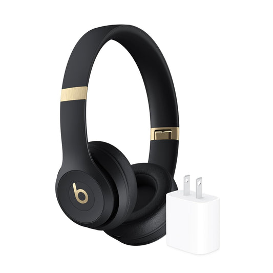 Beats Solo 4 Wireless Headphones with 20W Power Adapter - Black & Gold