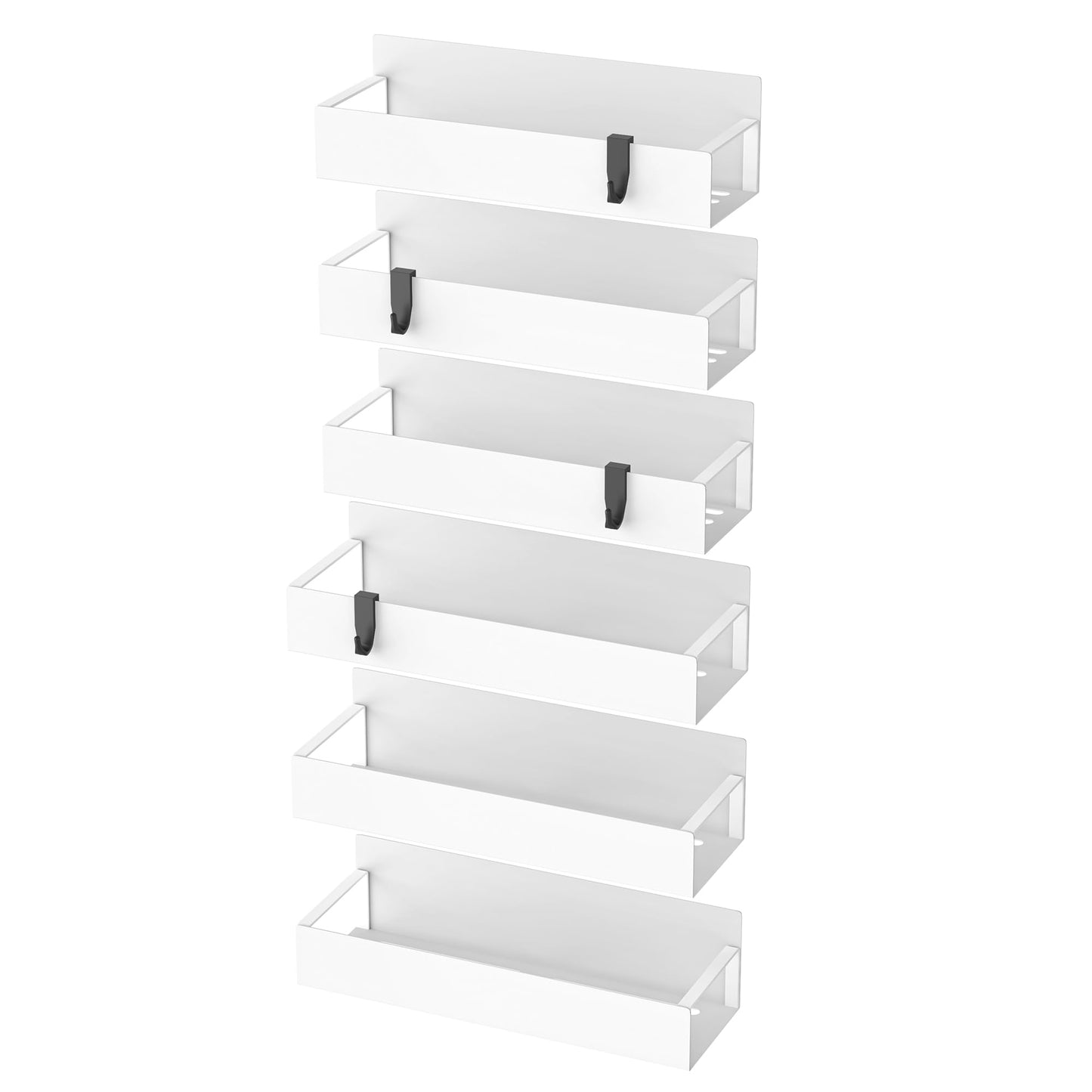 6 Pack Magnetic Spice Storage Rack Organizer for Refrigerator and Oven, White Fridge Organizers and Storage