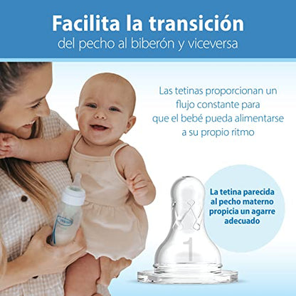 Dr. Brown's Natural Flow Anti-Colic Options+ Narrow Baby Bottle, 8 oz/250 mL, with Level 1 Slow Flow Nipples, 0m+, 4 Pack