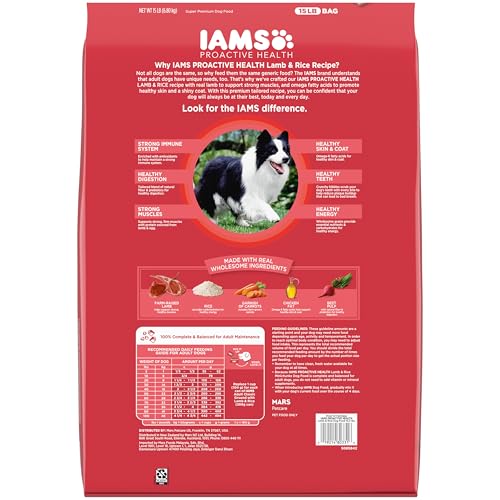 IAMS Proactive Health Minichunks Adult Dry Dog Food with Lamb & Rice, 15 lb. Bag