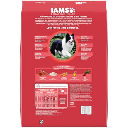 IAMS Proactive Health Minichunks Adult Dry Dog Food with Lamb & Rice, 15 lb. Bag