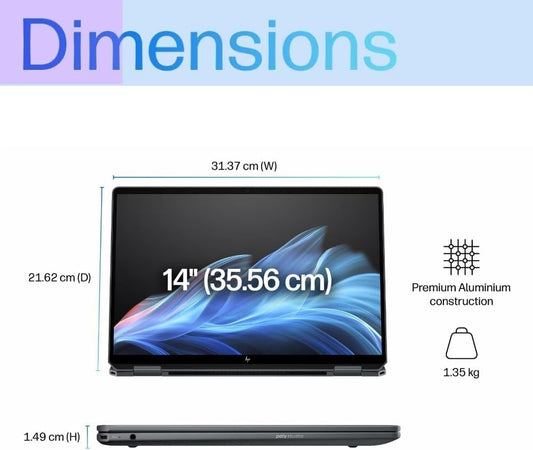 HP OmniBook Ultra Flip AI 14" Laptop: 3K OLED Touch Display, Intel® Core™ Ultra 7 Processor, 32GB RAM, 1TB SSD, Wi-Fi 7, Bluetooth® 5.4, 20.5-Hour Battery Life, Eclipse Gray, AY6V1PA