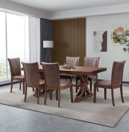 Rectangular Rubber Wood Dining Table with wooden Tresle