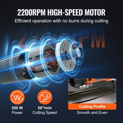 VEVOR Sheet Metal Nibbler, 550W Powerful 2200 RPM High Speed, 360 Degree Rotation Electric Nibbler Metal Cutter, Straight Curve And Circle Cutting For Stainless Steel, Aluminum, Plastic, Wood Board