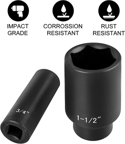 VEVOR Impact Socket Set 19 Piece Impact Sockets, Deep Socket, 6-Point Sockets, Rugged Construction, Cr-V,  With A Storage Cage