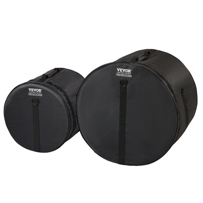 VEVOR 5-Piece Drum Bag Set, 1680D Oxford Fabric, Padded Drum Bags And Cases With 4.92 Ft Detachable Shoulder Strap Carry Handles Foldable Design, For 22'' Kick 12'' Tom 13'' Tom 16'' Tom 14'' Snare