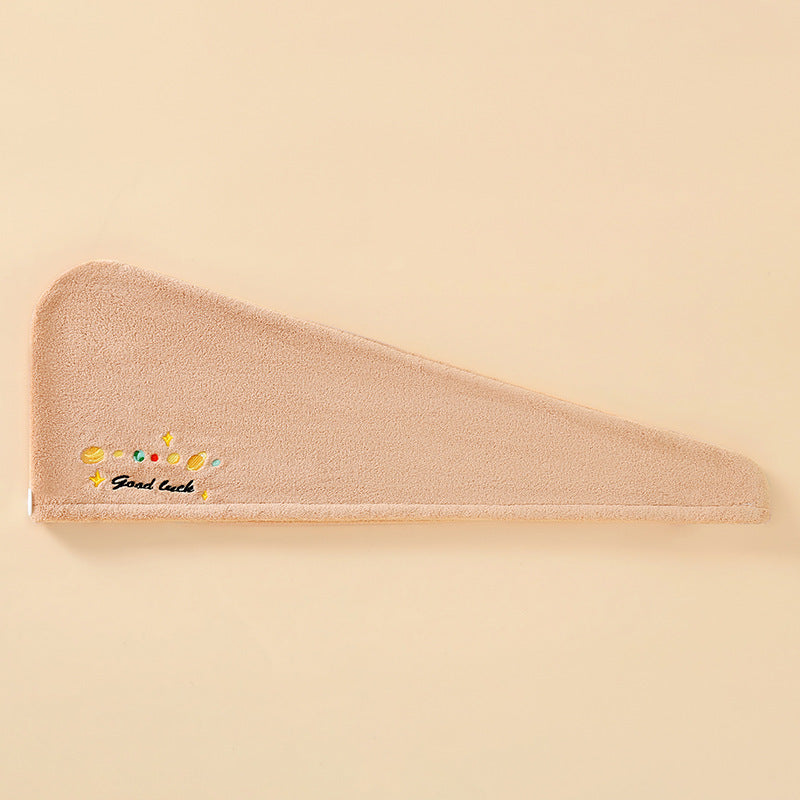 Coral Velvet Cartoon Embroidery For Woman With Dry Hair Hat