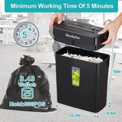 Woolsche Paper Shredder,10 Sheet Cross Cut With 3.43-Gallon Basket,P4 Security Level,3 Mode Design,Shreds CD And Credit Card,Durable, Fast, And Jam Proof For Home Office