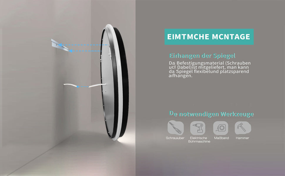 Bathroom Mirror Dual Light Strip Circular 60cm