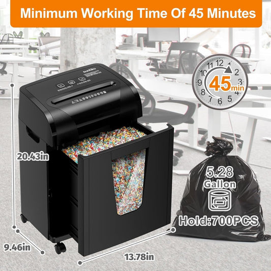 Woolsche Paper Shredder,18 Sheet Cross Cut Level P4,Shred Paper,Credit Card,CD,With Large Pull Out Bin,Insert Auto Jam Proof System Shredder For Home&Office