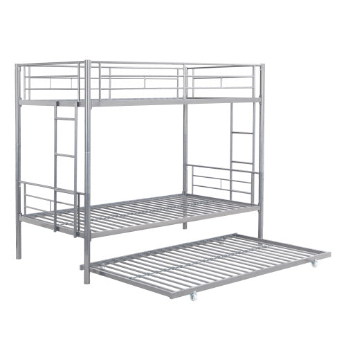 METAL BUNK BED WITH TRUNDLE SILVER