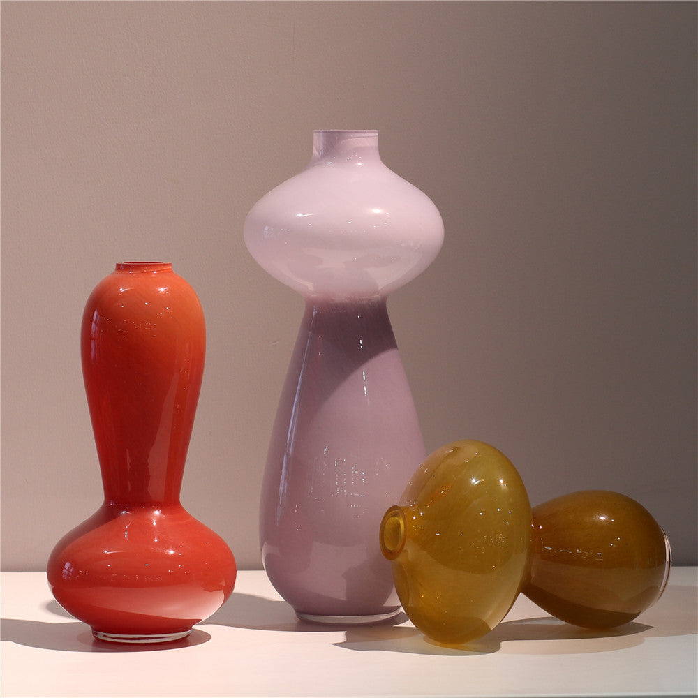 Caramel Small Mouth Glass Flowerpot And Flower Vase Ornaments