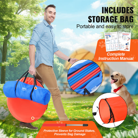VEVOR Dog Agility Training Equipment 5 PCS Set Upgrade W Hurdles Extended Tunnel