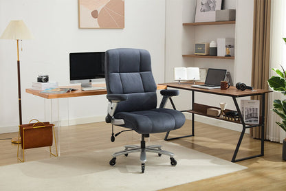 Office Chair 500lbs With Adjustable Support, Fabric Executive Computer Chair With 2D Flip-up Armrests, Ergonomic Chair Quiet Rubber Wheels, Extra Wide Seat, Adjustable Headrest
