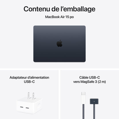 Apple 2025 MacBook Air 15-inch Laptop with M4 chip: Built for Apple Intelligence, 16GB Unified Memory, 256GB SSD Storage, Touch ID; Midnight - French Keyboard